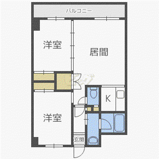 ハピネス335(2LDK/4階)の間取り写真