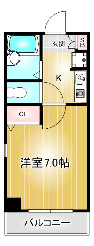 第6ハセビル(1K/6階)の間取り写真
