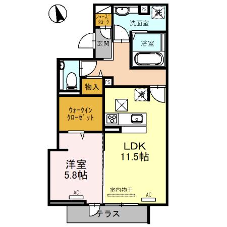 グランコート幸(1LDK/1階)の間取り写真