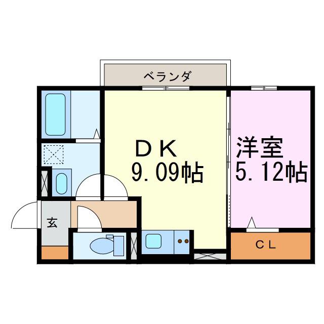 ブリーズコート常滑(1DK/2階)の間取り写真