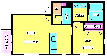 アネシス博多(1LDK/1階)の間取り写真