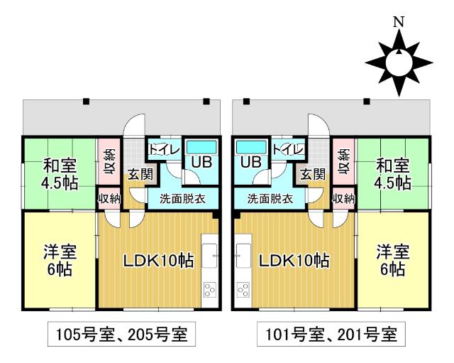 スカイハイツ(2LDK/1階)の間取り写真
