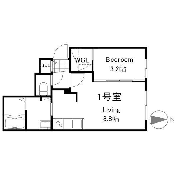 LIISA円山裏参道(1LDK/3階)の間取り写真