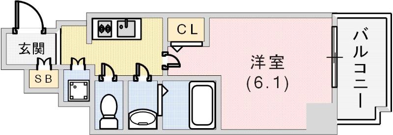 ワールドアイ神戸ウエスト(1K/9階)の間取り写真