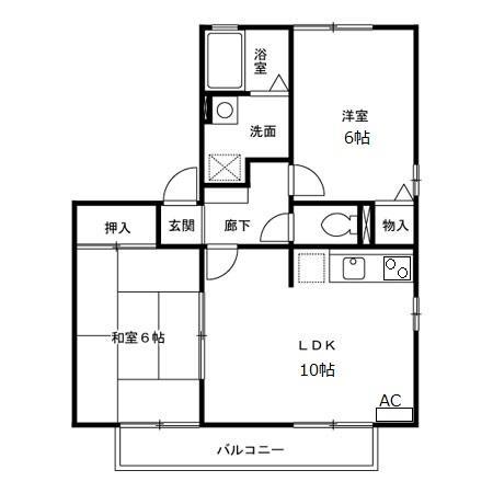 ハイカムール東橋本(2LDK/1階)の間取り写真