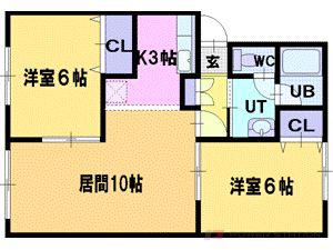 パールコートII(2LDK/3階)の間取り写真