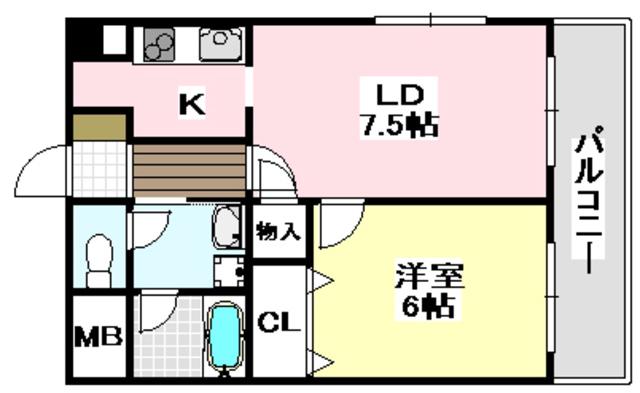 サウスコートアイ(1LDK/4階)の間取り写真