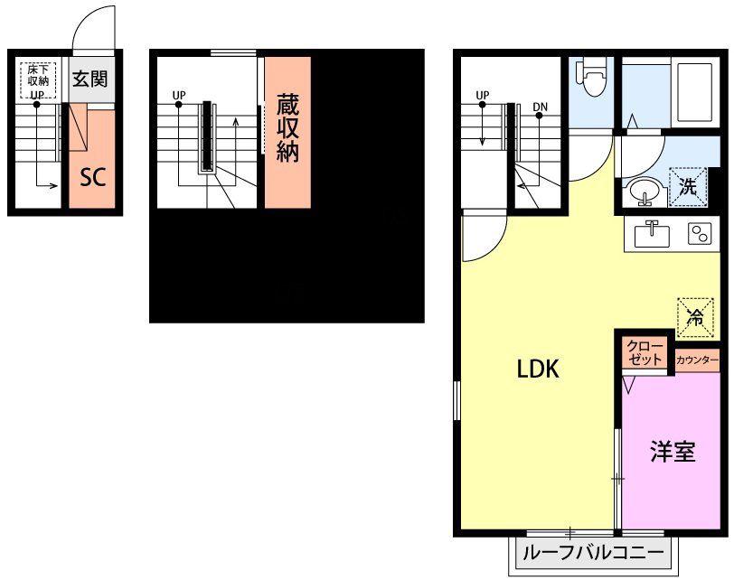 ベルアヴェニール本町(1LDK/2階)の間取り写真