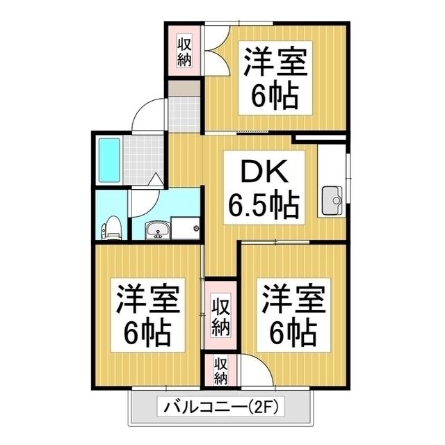 パレーシャル中村B棟(3DK/1階)の間取り写真