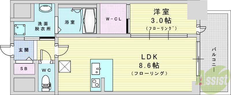 セレニテ江坂グランデ(1LDK/3階)の間取り写真
