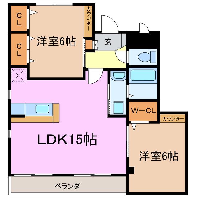 ノーブルメゾン熊の前(2LDK/2階)の間取り写真