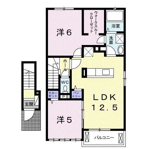 ライヴズ B(2LDK/2階)の間取り写真