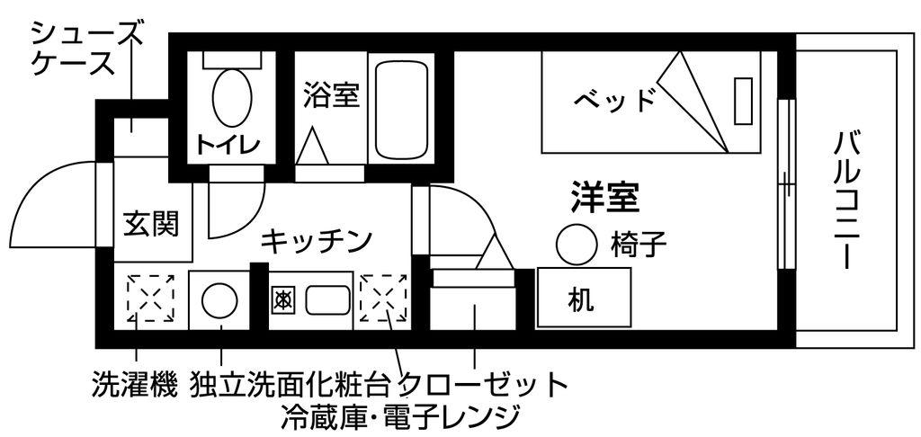いとLAB レジデンスA棟(1K/1階)の間取り写真