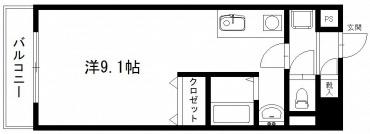 オンリーワン(ワンルーム/3階)の間取り写真