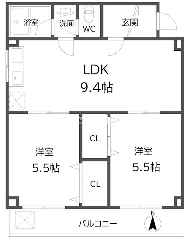 新栄プロパティー中加賀屋(2LDK/6階)の間取り写真