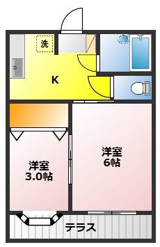 レオコーポふじみ野(2K/1階)の間取り写真