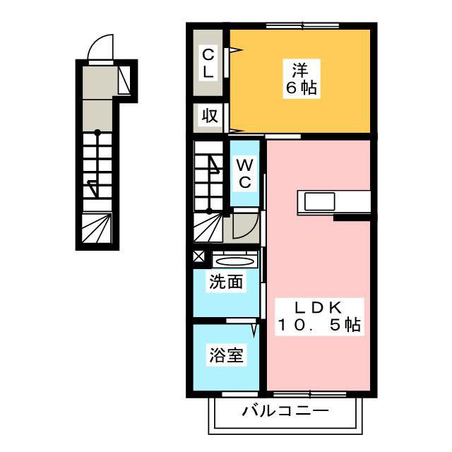 フェリチターレ(1LDK/2階)の間取り写真