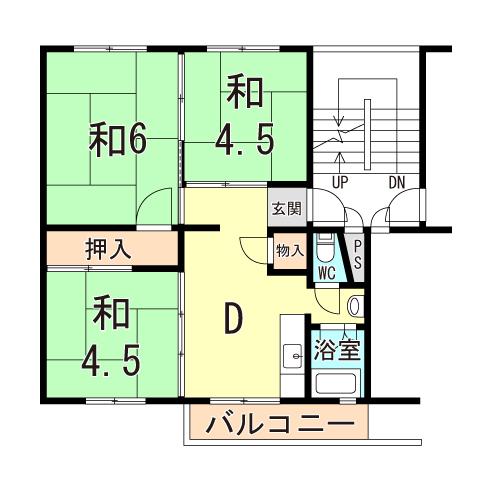 山陽電鉄本線 滝の茶屋駅 徒歩23分 5階建 築56年(3DK/1階)の間取り写真