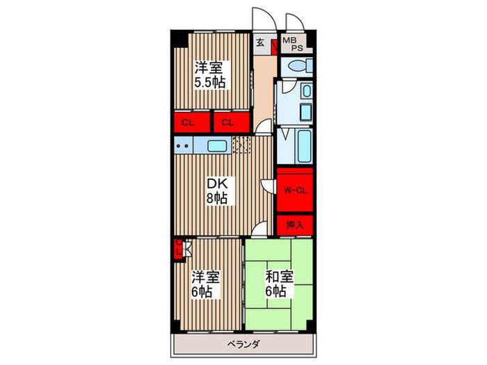 ソレイユ大宮(3DK/2階)の間取り写真