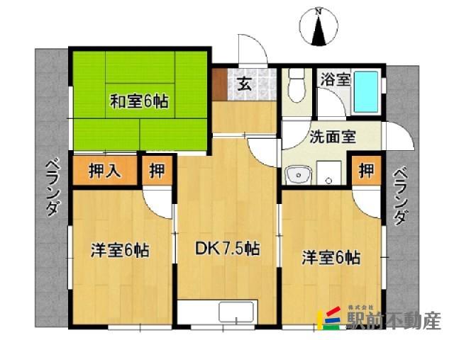 井上ハイムB(3DK/2階)の間取り写真