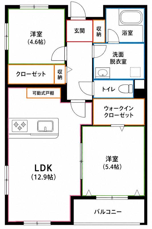 ルーチェ 国立 ズード(2LDK/1階)の間取り写真