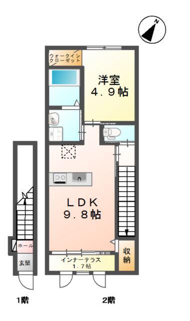 サクラーレ(1LDK/2階)の間取り写真