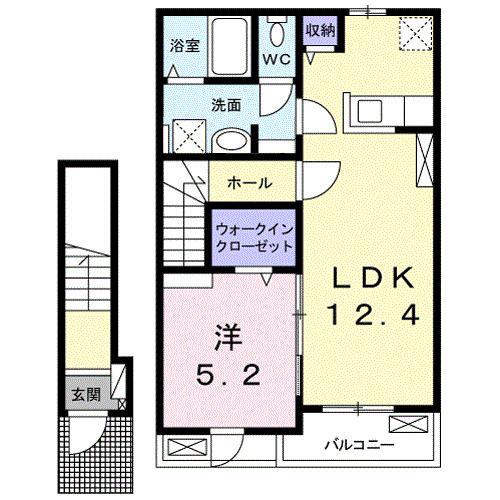 エスペランサ田代(1LDK/2階)の間取り写真