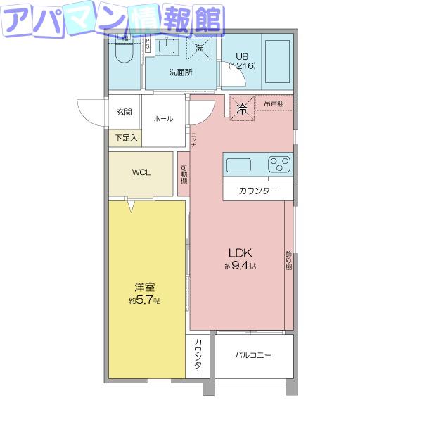 LUNAレジデンス亀田駅前(1LDK/1階)の間取り写真