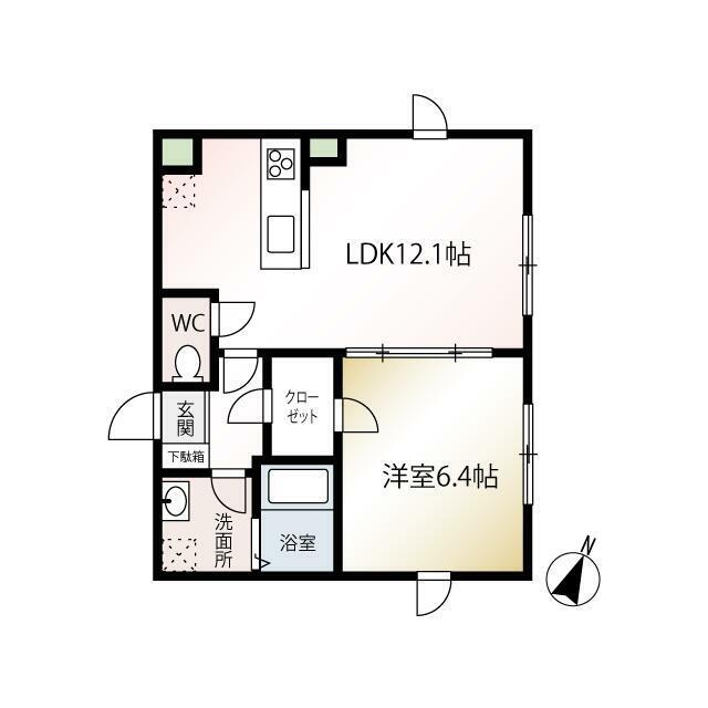 トリニティ桜新町(1LDK/2階)の間取り写真