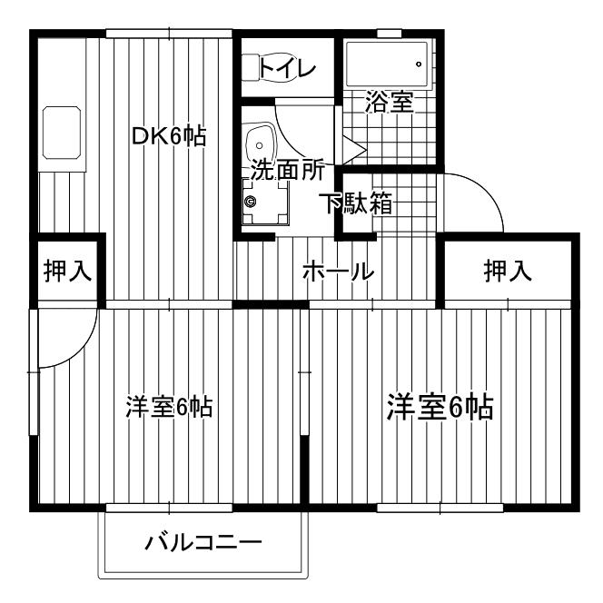 セジュール森(2DK/1階)の間取り写真