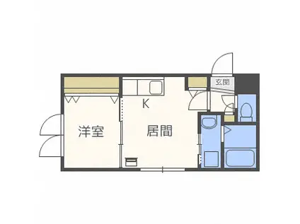 GRANDIR手稲 グランディールTEINE(1LDK/1階)の間取り写真
