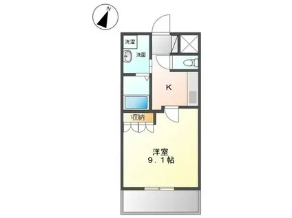 シャングリラI(1K/1階)の間取り写真