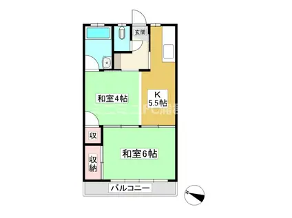 ハイツ一木(2K/2階)の間取り写真