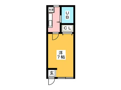 ヴィラ国立(1K/1階)の間取り写真