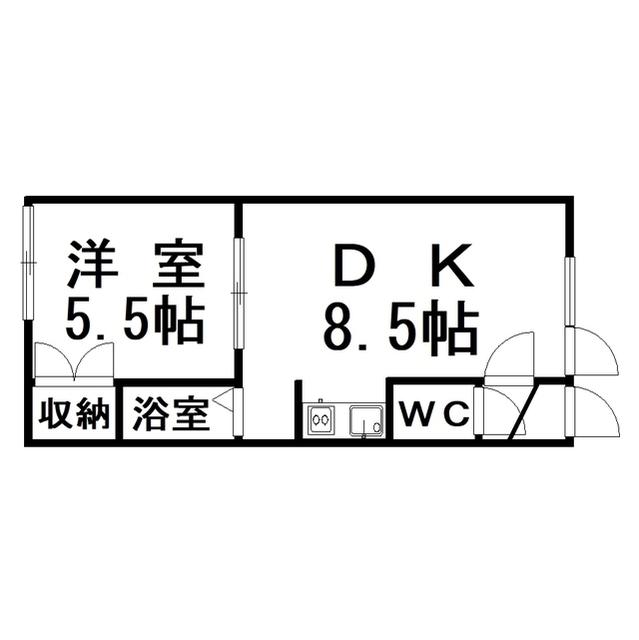 ハイツ中村A(1DK/2階)の間取り写真