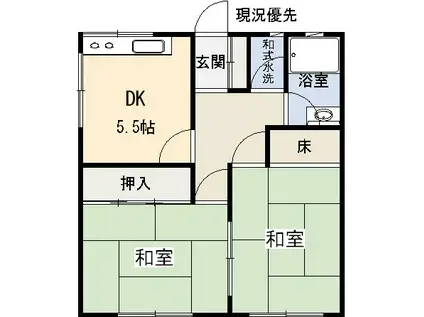コスモハイツ(2DK/2階)の間取り写真