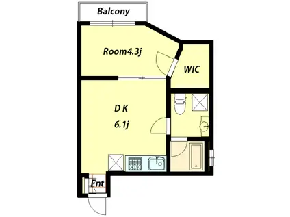 ヴィラソンサ自由が丘(1DK/3階)の間取り写真