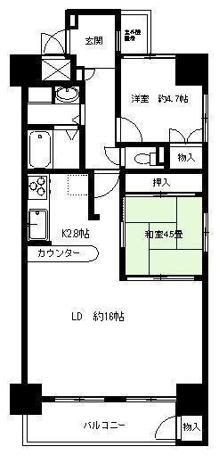 343 イトーピア紅葉舎金山マンション(2LDK/12階)の間取り写真