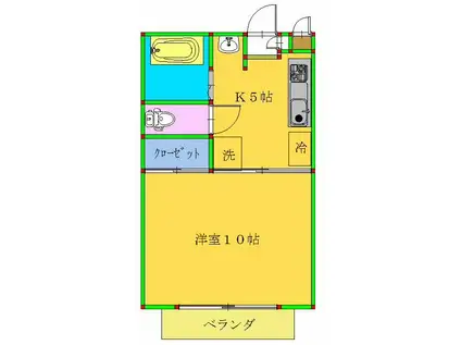 レジデンスカムリ(1K/1階)の間取り写真