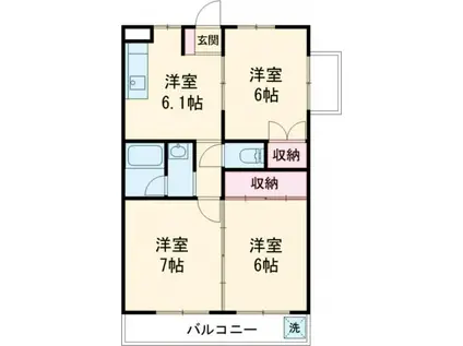 岐南グリーンハイツ(3DK/2階)の間取り写真