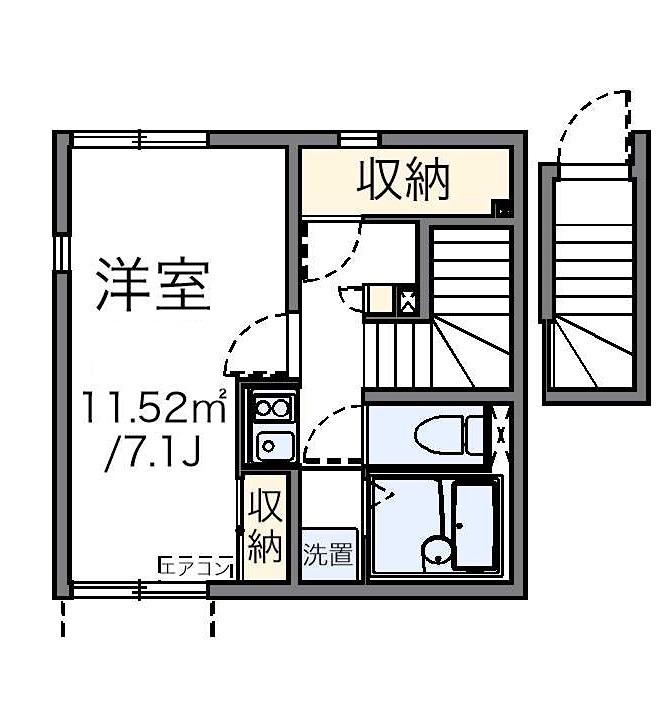 シエルブルー戸塚(1K/2階)の間取り写真