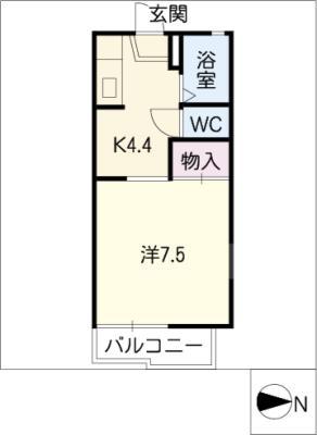 石神ハイツB(1K/1階)の間取り写真