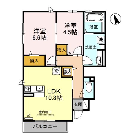 チュールアルコ(2LDK/1階)の間取り写真