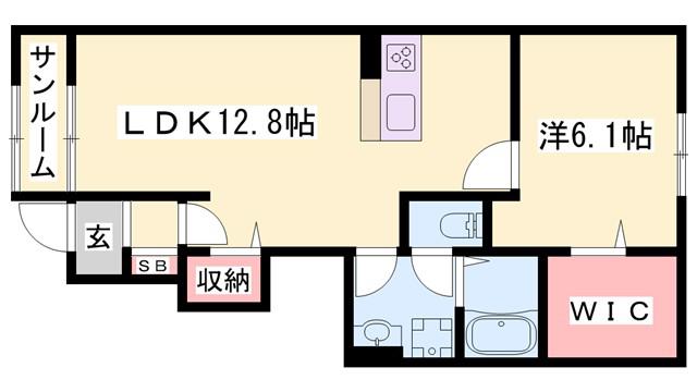 パイン ヌーボー 西脇 II(1LDK/1階)の間取り写真
