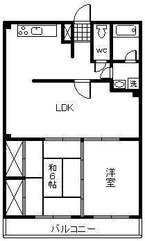 コンフォートシンビュー(2LDK/2階)の間取り写真