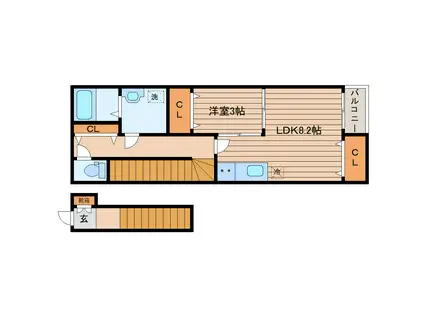 ハリースローリー(1LDK/2階)の間取り写真