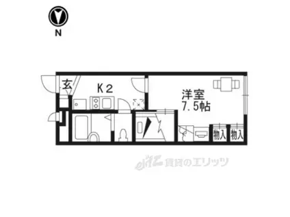 レオパレスヴィーブル呉服町(1K/2階)の間取り写真