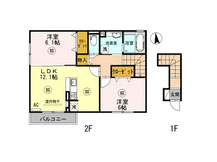 グランドソレーユII(2LDK/2階)の間取り写真