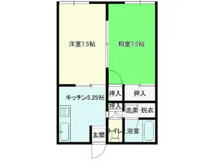 ハイツ厨川(2K/2階)の間取り写真