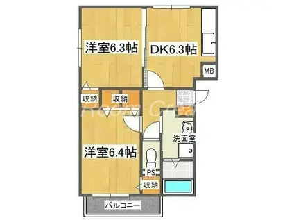 ブレイン佐古I(2DK/1階)の間取り写真